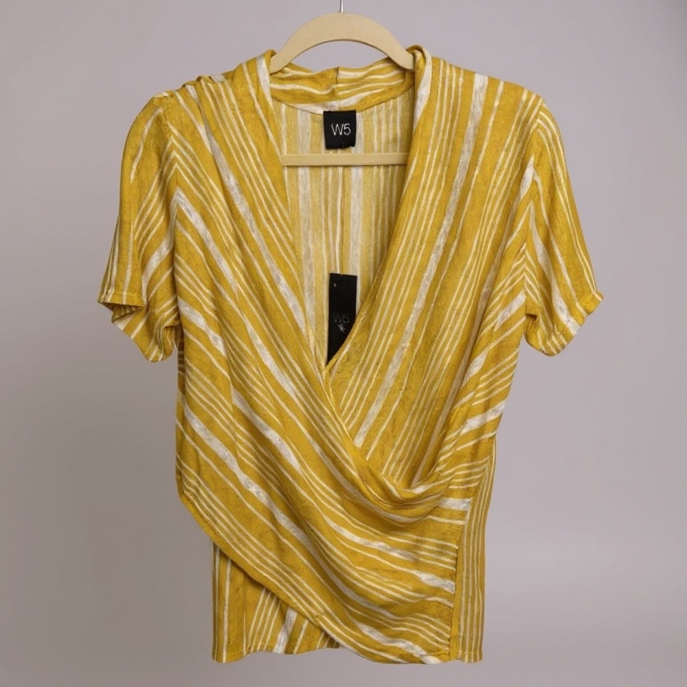 Anthropologie: W5 Mustard and White Striped Blouse‎ Size M